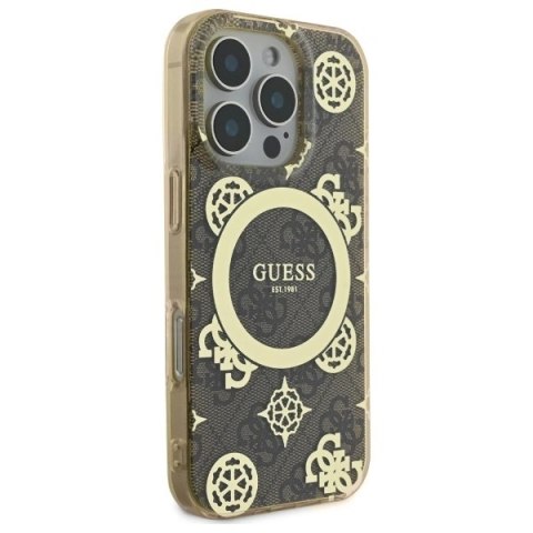 Etui Guess GUHMP16LH4PYEEW Apple iPhone 16 Pro hardcase IML Peony On 4G Background MagSafe brązowy/brown