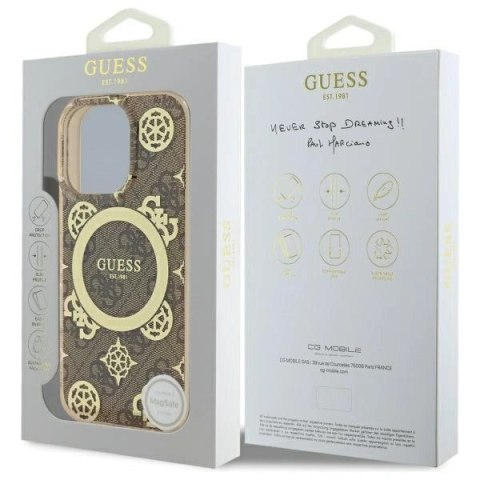 Etui Guess GUHMP16LH4PYEEW Apple iPhone 16 Pro hardcase IML Peony On 4G Background MagSafe brązowy/brown