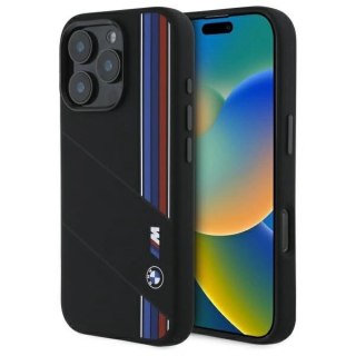 Etui BMW BMHMP16L23SCUK Apple iPhone 16 Pro hardcase Silicone Cut Tricolor Lines MagSafe czarny/black