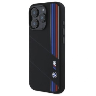 Etui BMW BMHMP16L23SCUK Apple iPhone 16 Pro hardcase Silicone Cut Tricolor Lines MagSafe czarny/black