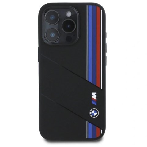 Etui BMW BMHMP16L23SCUK Apple iPhone 16 Pro hardcase Silicone Cut Tricolor Lines MagSafe czarny/black