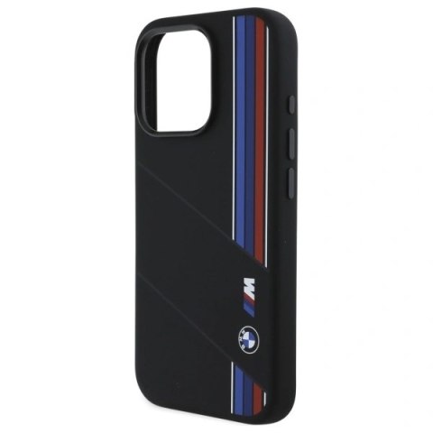 Etui BMW BMHMP16L23SCUK Apple iPhone 16 Pro hardcase Silicone Cut Tricolor Lines MagSafe czarny/black