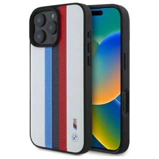 Etui BMW BMHMP16X23PUPTH Apple iPhone 16 Pro Max hardcase M Perf. Tricolor Printed Stripes MagSafe biały/white