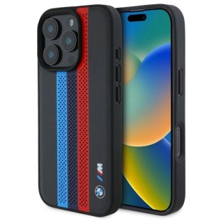 Etui BMW BMHMP16X23PUPTK Apple iPhone 16 Pro Max hardcase M Perf. Tricolor Printed Stripes MagSafe czarny/black