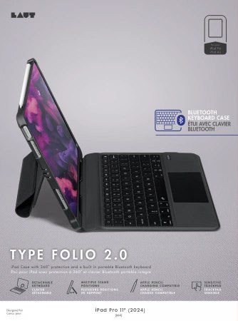 Etui z klawiaturą Laut Type Folio 2 Bluetooth Keyboard Apple iPad Pro 11" 2024 (5. generacji) (black)