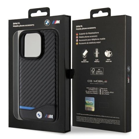 Etui BMW BMHMP15X22NBCK Apple iPhone 15 Pro Max hardcase Leather Carbon MagSafe czarny/black