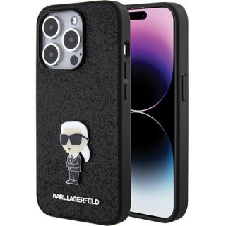 Etui Karl Lagerfeld KLHCP15LGKNPSK Apple iPhone 15 Pro hardcase Fixed Glitter Ikonik Logo Metal Pin czarny/black