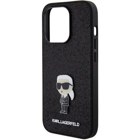 Etui Karl Lagerfeld KLHCP15LGKNPSK Apple iPhone 15 Pro hardcase Fixed Glitter Ikonik Logo Metal Pin czarny/black