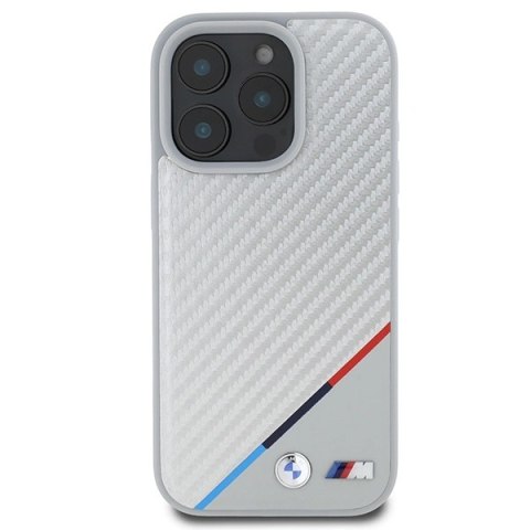 Etui BMW BMHMP16L23PUDTS Apple iPhone 16 Pro hardcase M Carbon Tricolor Line MagSafe szary/grey