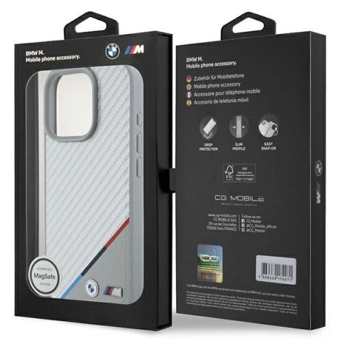 Etui BMW BMHMP16L23PUDTS Apple iPhone 16 Pro hardcase M Carbon Tricolor Line MagSafe szary/grey