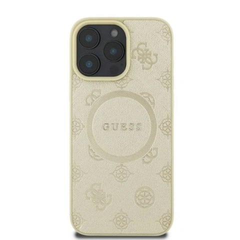 Etui Guess GUHMP16LPSAPSMED Apple iPhone 16 Pro hardcase Saffiano Peony Classic Logo MagSafe złoty