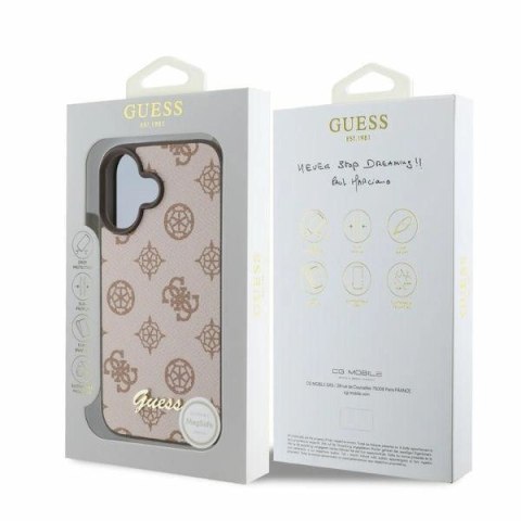 Etui Guess GUHMP16SPGPYSW Apple iPhone 16 hardcase Peony Script MagSafe brązowy