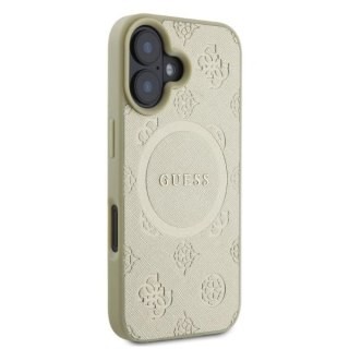 Etui Guess GUHMP16SPSAPSMED Apple iPhone 16 hardcase Saffiano Peony Classic Logo MagSafe złoty