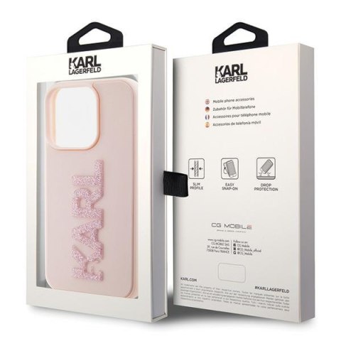 Etui Karl Lagerfeld KLHCP15X3DMBKCP Apple iPhone 15 Pro Max hardcase 3D Rubber Glitter Logo różowy/pink