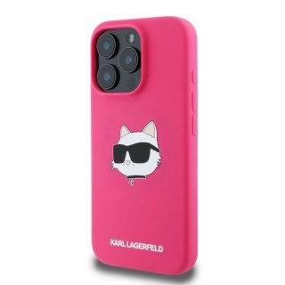 Etui Karl Lagerfeld KLHMP16LSCHPPLF Apple iPhone 16 Pro hardcase Silicone Choupette Head Print MagSafe fuksja