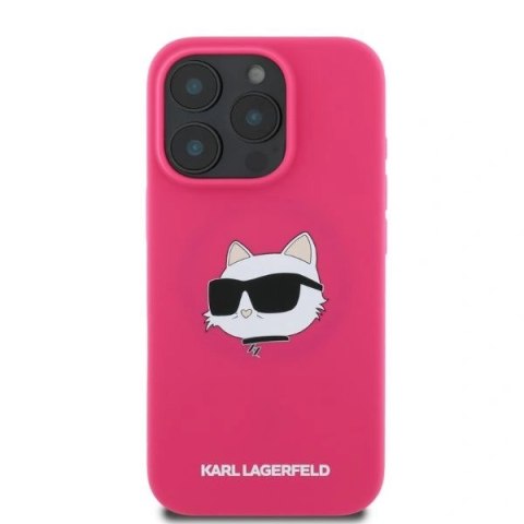 Etui Karl Lagerfeld KLHMP16LSCHPPLF Apple iPhone 16 Pro hardcase Silicone Choupette Head Print MagSafe fuksja