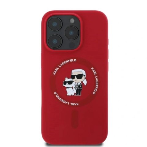 Etui Karl Lagerfeld KLHMP16LSCMKCRHR Apple iPhone 16 Pro hardcase Silicone Karl&Choupette Heads Ring MagSafe czerwony