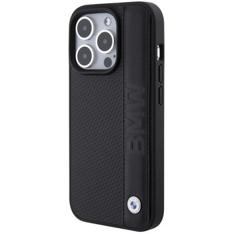 Etui BMW BMHCP15X22RDPK Apple iPhone 15 Pro Max hardcase Leather Textured & Stripe czarny/black