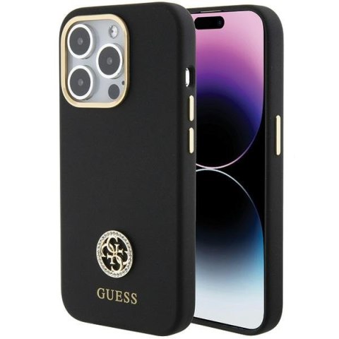 Etui Guess GUHCP15LM4DGPK Apple iPhone 15 Pro hardcase Silicone Logo Strass 4G czarny/black