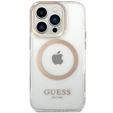 Etui Guess GUHMP15XHTRMD Apple iPhone 15 Pro Max hardcase Metal Outline Magsafe złoty/gold