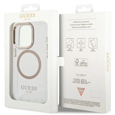 Etui Guess GUHMP15XHTRMD Apple iPhone 15 Pro Max hardcase Metal Outline Magsafe złoty/gold