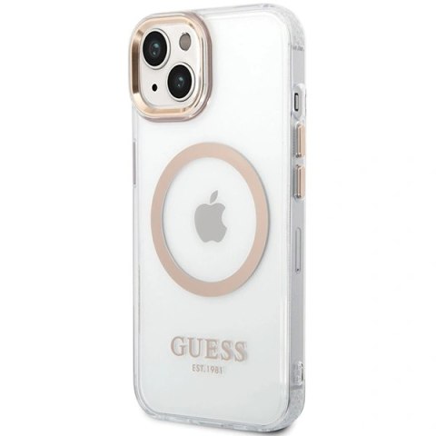 Etui Guess GUHMP15MHTRMD Apple iPhone 15 Plus / 14 Plus hardcase Metal Outline Magsafe złoty/gold