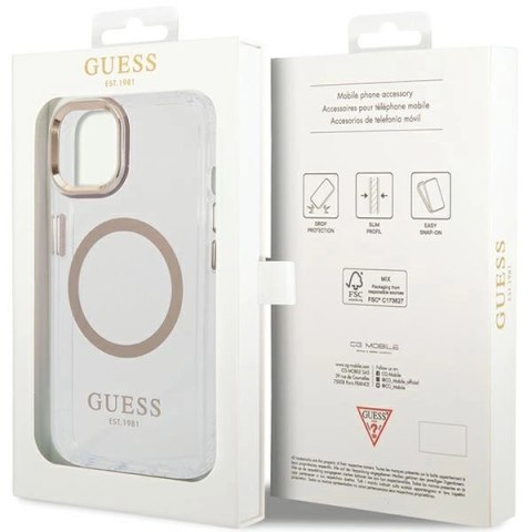 Etui Guess GUHMP15MHTRMD Apple iPhone 15 Plus / 14 Plus hardcase Metal Outline Magsafe złoty/gold