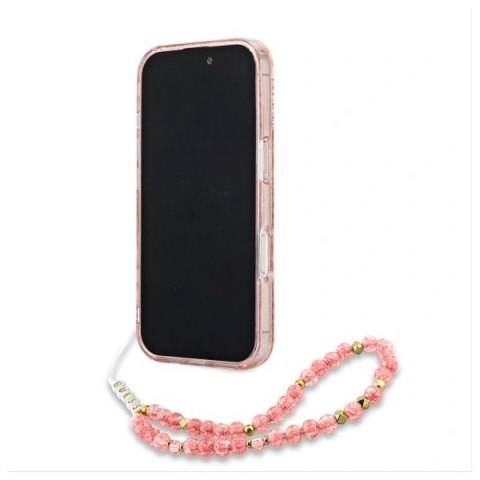 Etui Guess GUHMP16LHCPOFPP Apple iPhone 16 Pro hardcase IML Flowers Allover Electro With Pearl Strap MagSafe różowy/pink