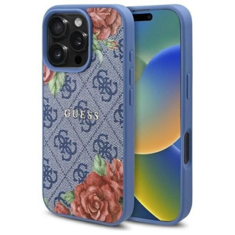 Etui Guess GUHMP16XP4ROPEMCB Apple iPhone 16 Pro Max hardcase 4G Flowers Print MagSafe niebieski/blue