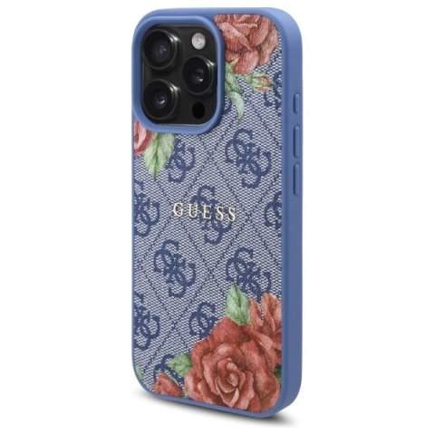 Etui Guess GUHMP16XP4ROPEMCB Apple iPhone 16 Pro Max hardcase 4G Flowers Print MagSafe niebieski/blue