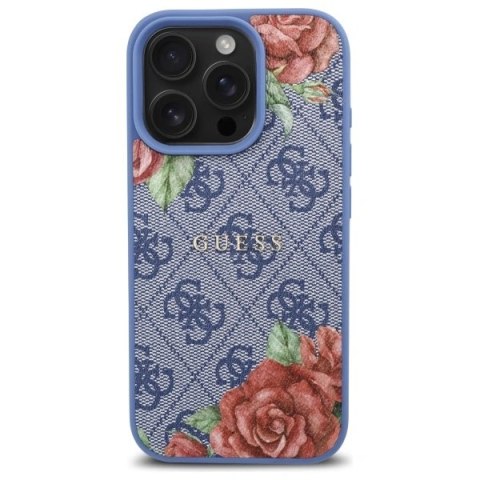 Etui Guess GUHMP16XP4ROPEMCB Apple iPhone 16 Pro Max hardcase 4G Flowers Print MagSafe niebieski/blue