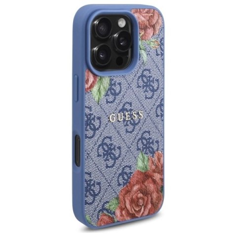 Etui Guess GUHMP16XP4ROPEMCB Apple iPhone 16 Pro Max hardcase 4G Flowers Print MagSafe niebieski/blue