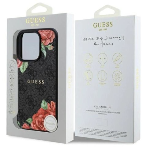 Etui Guess GUHMP16XP4ROPEMCK Apple iPhone 16 Pro Max hardcase 4G Flowers Print MagSafe czarny/black