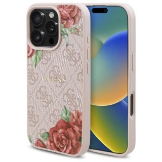 Etui Guess GUHMP16XP4ROPEMCP Apple iPhone 16 Pro Max hardcase 4G Flowers Print MagSafe różowy/pink