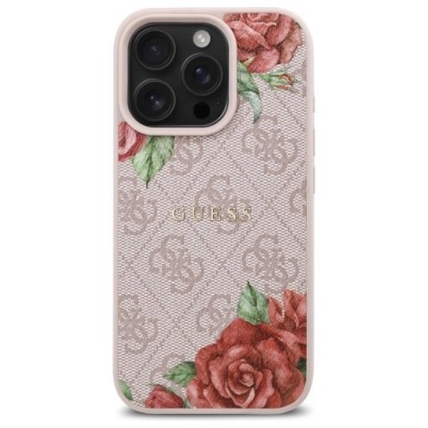 Etui Guess GUHMP16XP4ROPEMCP Apple iPhone 16 Pro Max hardcase 4G Flowers Print MagSafe różowy/pink