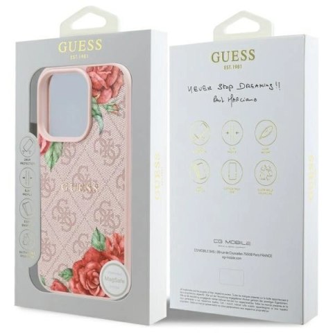 Etui Guess GUHMP16XP4ROPEMCP Apple iPhone 16 Pro Max hardcase 4G Flowers Print MagSafe różowy/pink