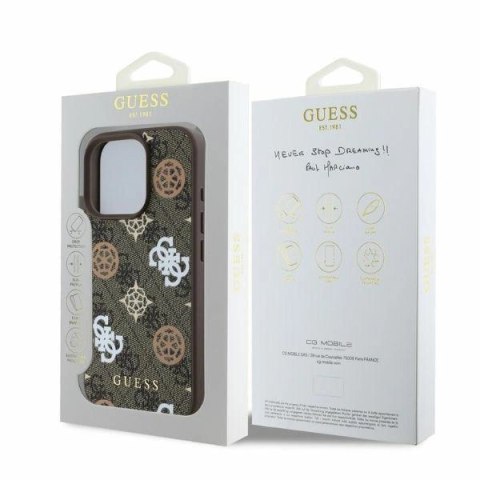 Etui Guess GUHMP16LP4PWPW Apple iPhone 16 Pro hardcase Peony On 4G Background MagSafe brązowy/brown