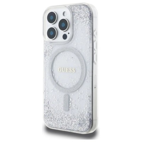 Etui Guess GUHMP16LRGRGES Apple iPhone 16 Pro hardcase Resin Gradient Glitter MagSafe srebrny/silver