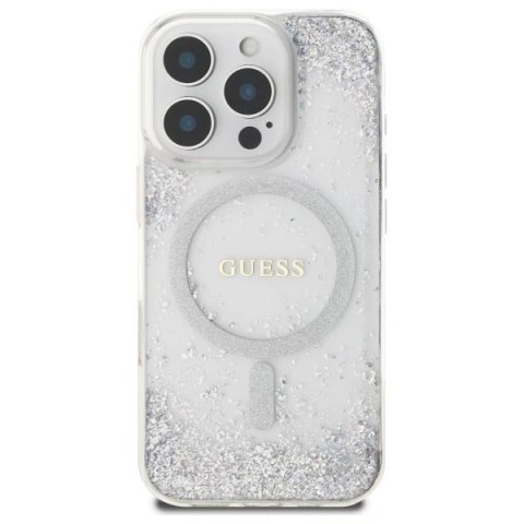 Etui Guess GUHMP16LRGRGES Apple iPhone 16 Pro hardcase Resin Gradient Glitter MagSafe srebrny/silver