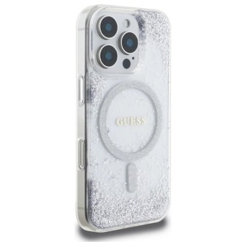 Etui Guess GUHMP16LRGRGES Apple iPhone 16 Pro hardcase Resin Gradient Glitter MagSafe srebrny/silver