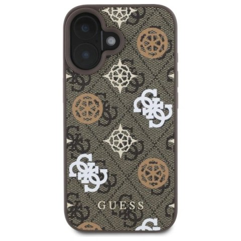 Etui Guess GUHMP16SP4PWPW Apple iPhone 16 hardcase Peony On 4G Background MagSafe brązowy/brown