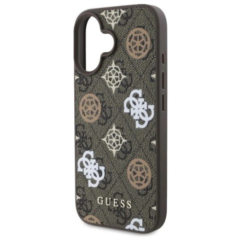 Etui Guess GUHMP16SP4PWPW Apple iPhone 16 hardcase Peony On 4G Background MagSafe brązowy/brown