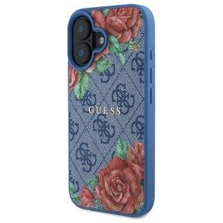 Etui Guess GUHMP16SP4ROPEMCB Apple iPhone 16 hardcase 4G Flowers Print MagSafe niebieski/blue