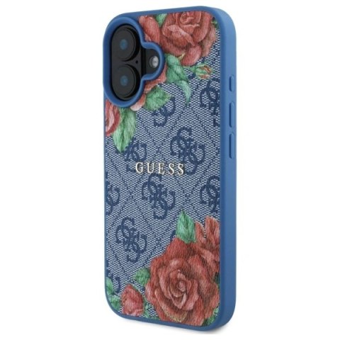 Etui Guess GUHMP16SP4ROPEMCB Apple iPhone 16 hardcase 4G Flowers Print MagSafe niebieski/blue