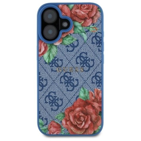 Etui Guess GUHMP16SP4ROPEMCB Apple iPhone 16 hardcase 4G Flowers Print MagSafe niebieski/blue