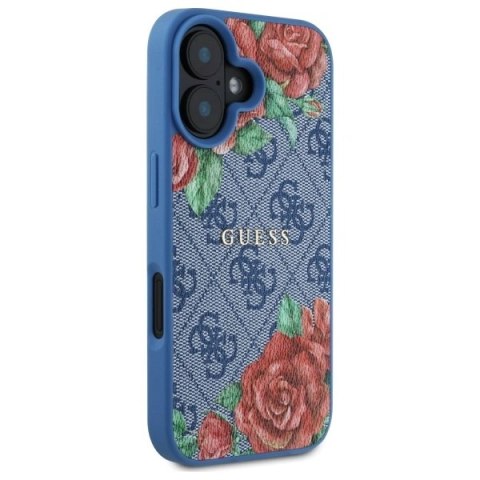 Etui Guess GUHMP16SP4ROPEMCB Apple iPhone 16 hardcase 4G Flowers Print MagSafe niebieski/blue