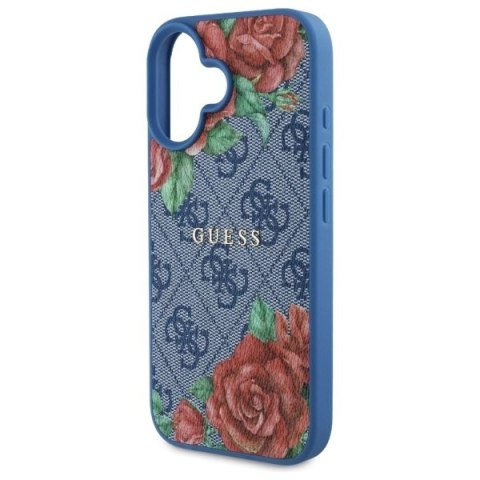 Etui Guess GUHMP16SP4ROPEMCB Apple iPhone 16 hardcase 4G Flowers Print MagSafe niebieski/blue