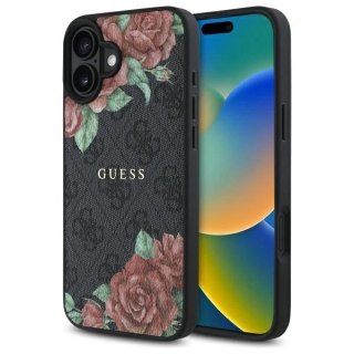 Etui Guess GUHMP16SP4ROPEMCK Apple iPhone 16 hardcase 4G Flowers Print MagSafe czarny/black