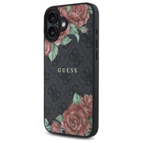 Etui Guess GUHMP16SP4ROPEMCK Apple iPhone 16 hardcase 4G Flowers Print MagSafe czarny/black