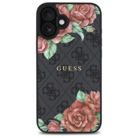 Etui Guess GUHMP16SP4ROPEMCK Apple iPhone 16 hardcase 4G Flowers Print MagSafe czarny/black